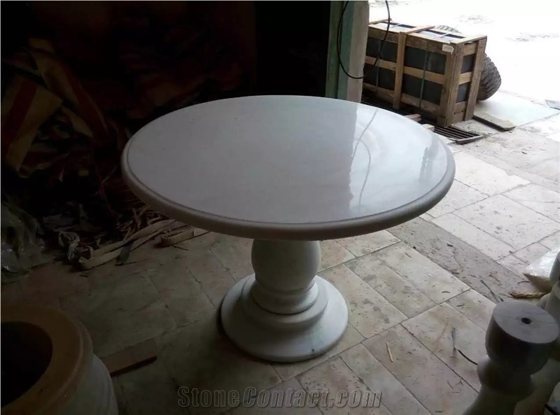 Table Sets in Guangxi White Marble Table Tops Legs
