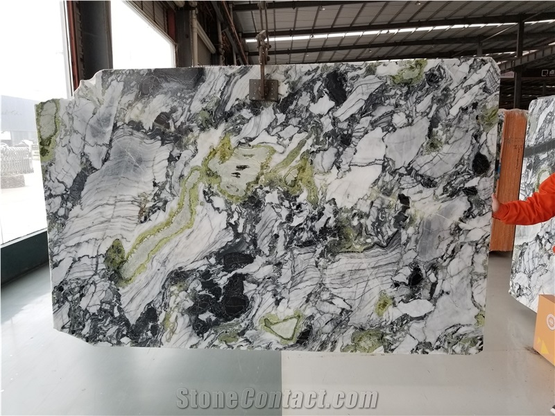White Beauty Marble Big Slabs Green Floor Tiles