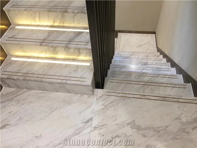 White Marble Steps Volakas Tiles Stair Tread