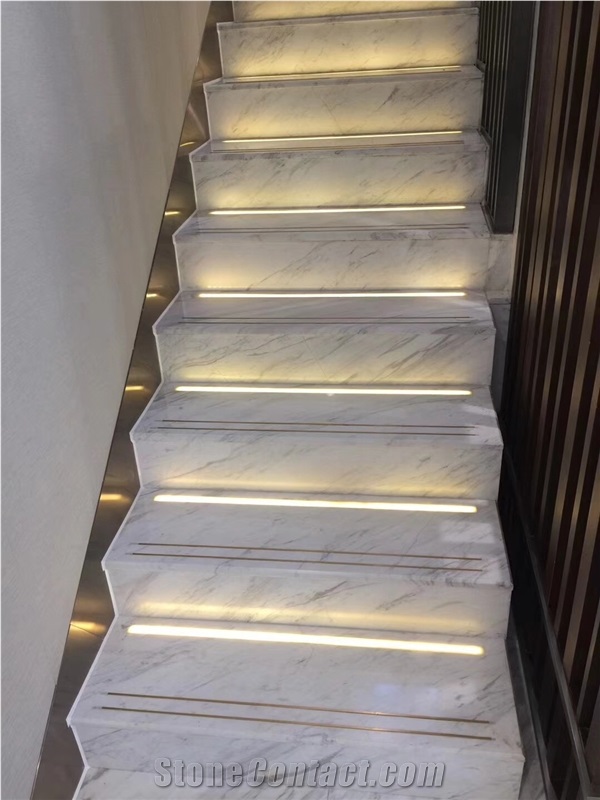 White Marble Steps Volakas Tiles Stair Tread