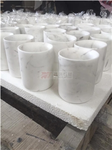 White Marble Stone Candle Holders Pen Container