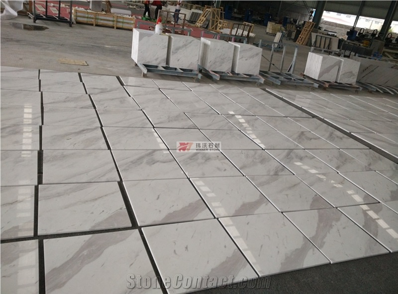 White Volakas Marble Flooring Tile, Slabs