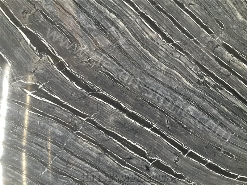 Silver Waves Zebra Black Marble Stone Slabs&Tiles