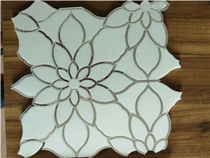 Flower Shape Design White Marble Mosaic Pattern