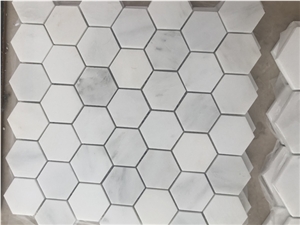 Hexagon Size Custom White Polished Marble Mosaic