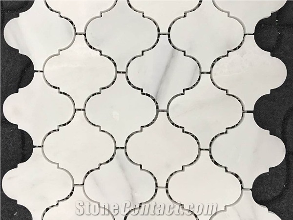 Oriental White Marble Lantern Pattern Mosaic Tiles