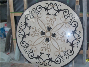 Round Flower Polished Marble Waterjet Medallions