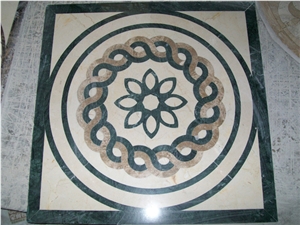 Small Square Floor Polished Waterjet Medallions