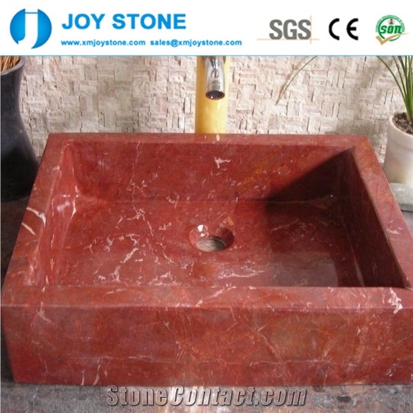 Wholesale Red Marble Pedestal Stone Wash Basin