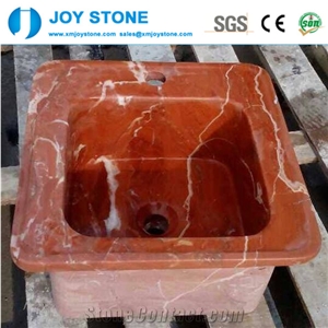 Wholesale Red Marble Pedestal Stone Wash Basin