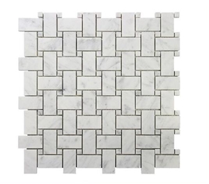 Bianco Carrara 1x2" Basketwave Mosaic Tiles