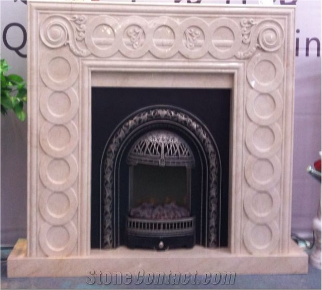 Botticino Classico Fireplace Surround, Handcarved