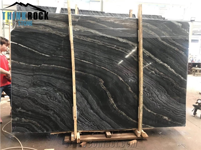 China Hematite Black Wooden Marble Slabs & Tiles