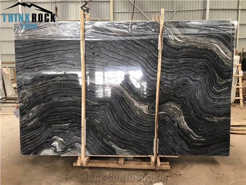 China Hematite Black Wooden Marble Slabs & Tiles
