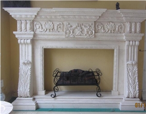 Galala Beige Marble Fireplace Customized Indoor