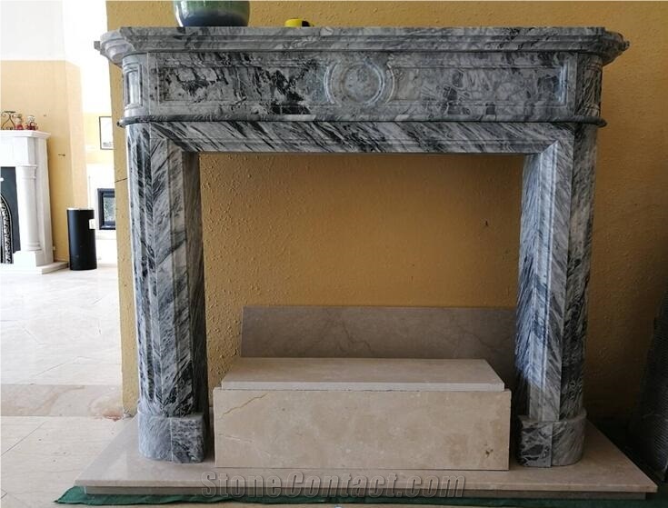 Italian Ash Marble Fireplace Customize Stone