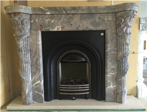 Italy Gery Wood Marble Fireplace Mantel, Mantels