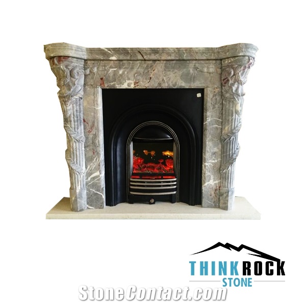 Italy Vena Grigio Marble Fireplace Surrounding