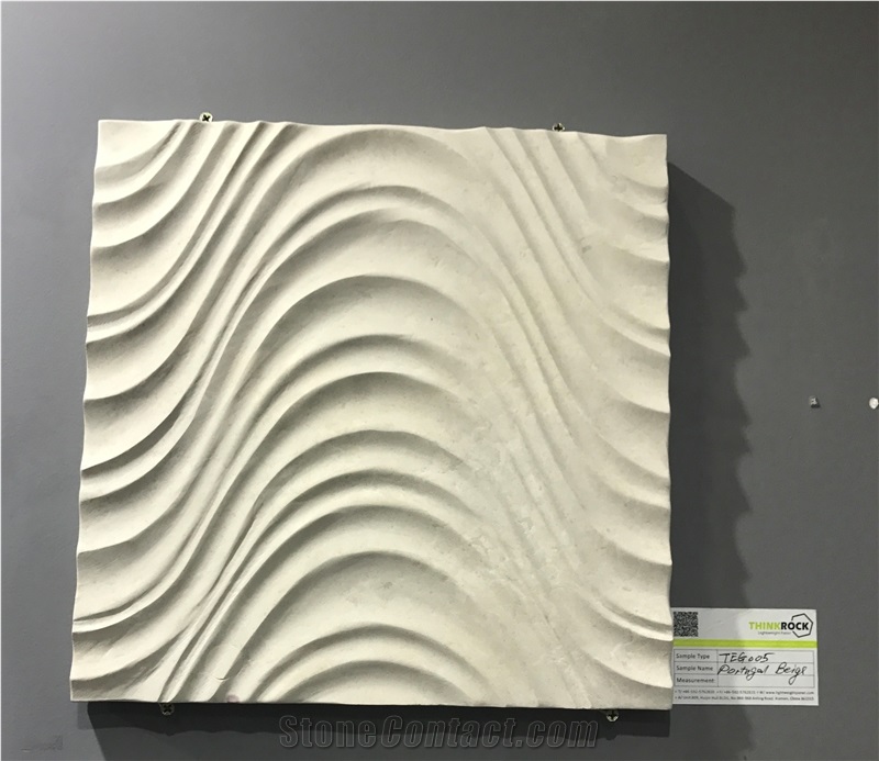 Limestone 3d Carving Wall Tiles Portugal Beige