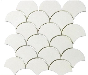 Polished Fan Shape Pattern Thassos Marble Tile