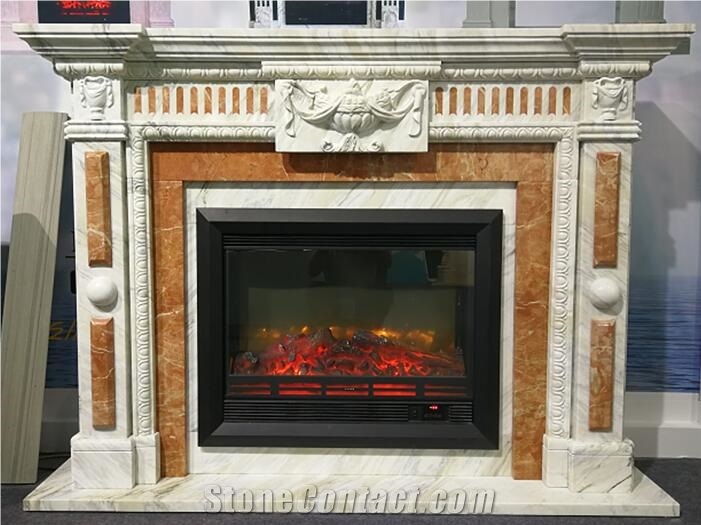 Stone Fireplace Bianco Venatino + Rosso Alicante