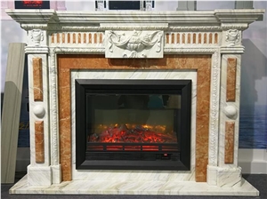 Stone Fireplace Bianco Venatino + Rosso Alicante