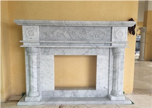 Stone Fireplace Carrara White Marble Sculptured