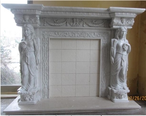 Stone Fireplace Hunan White Marble with Sculpture