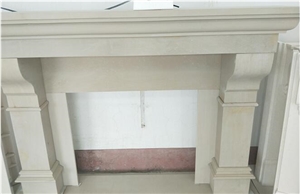 Traditional Fireplace White Sandstone 3d Carving