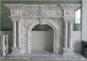 Volakas Marble Fireplace,Handcarved Fireplace