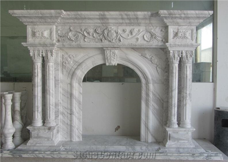 Volakas White Marble Carving Fireplace Hot Sale