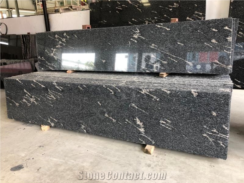 China Black Via Lactea Granite Slabs&Tiles,Snow Grey