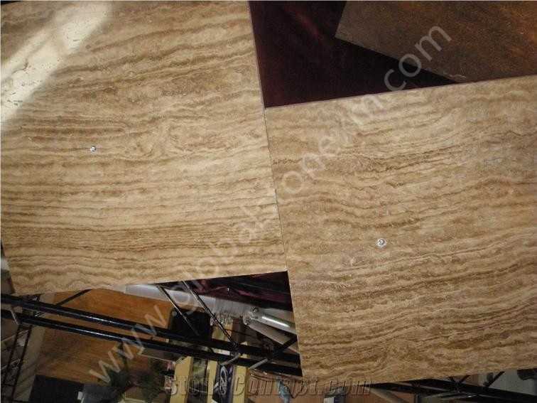 Chocolate Travertine Slabs Tiles for Wall Cladding