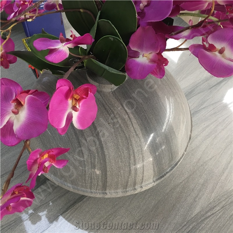 Gem Grey Quartzite Sculpture Modern Flower Pots