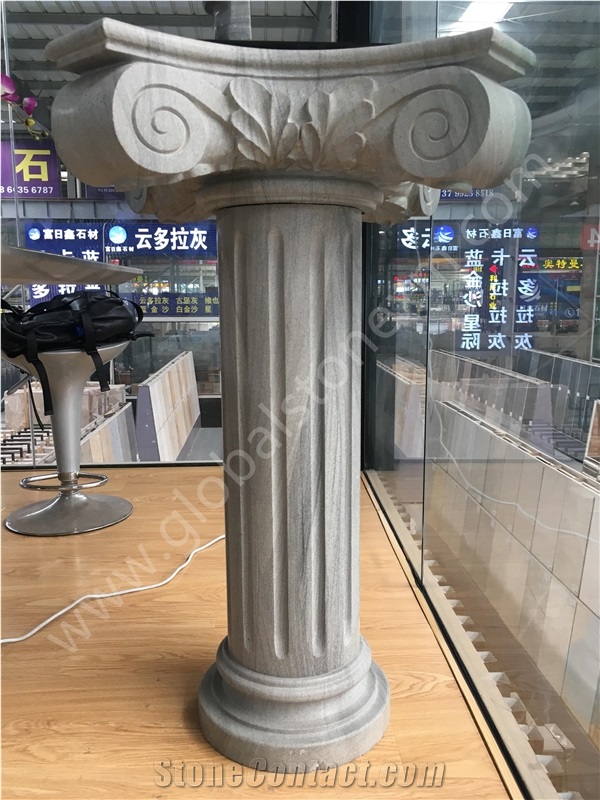 Marvelous Gem Grey Quartzite Sculptured Columns