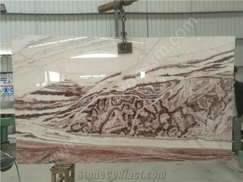 Onice Rosso Tanganic Light Slabs for Feature Wall
