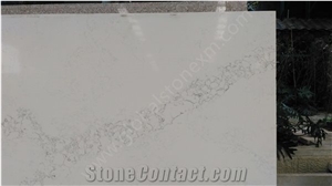 Statuario Marble Look Quartz Stone Slabs, White Quartz Kitchen Slabs