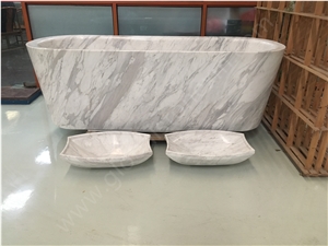 Volakas White Marble Bathtub