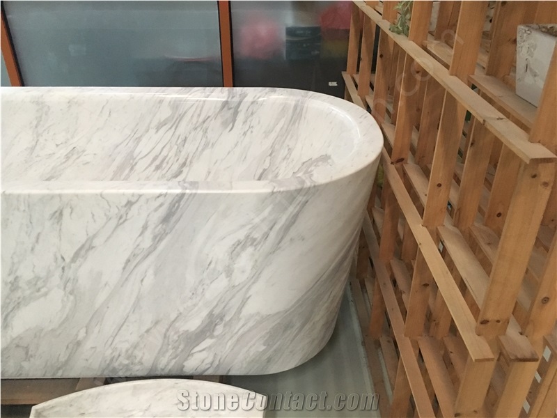 Volakas White Marble Bathtub