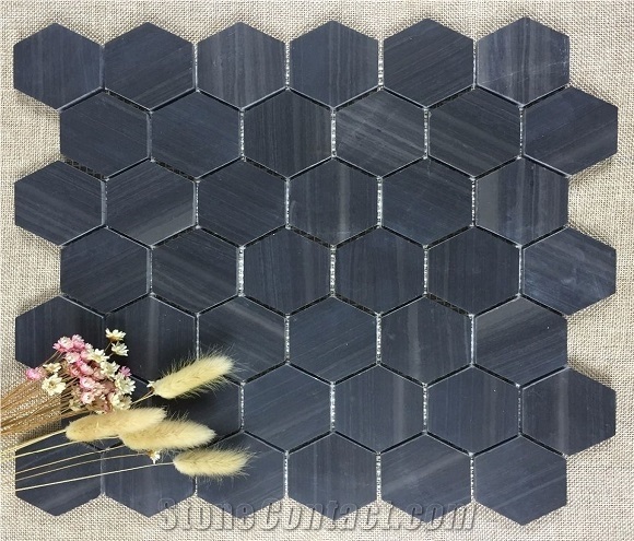 Rosewood Grain,Silver Wave Black Marble Slab/Tile