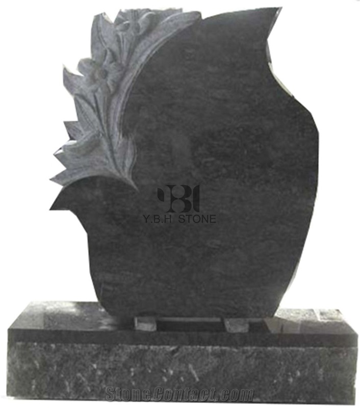 Etched Black Cross Monuments,Tombstones with Rose
