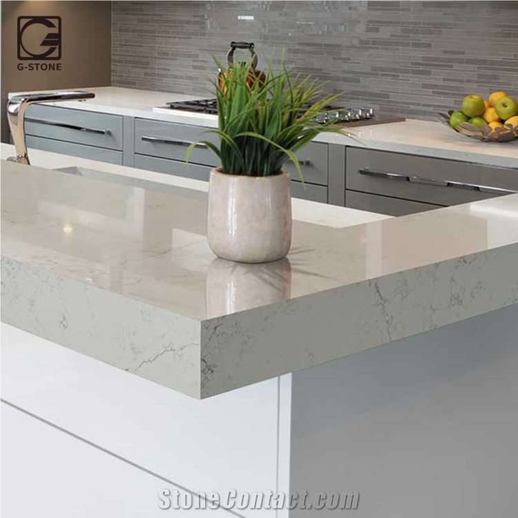 Alabaster Quartz Stone Slab for Kitchen Countertop