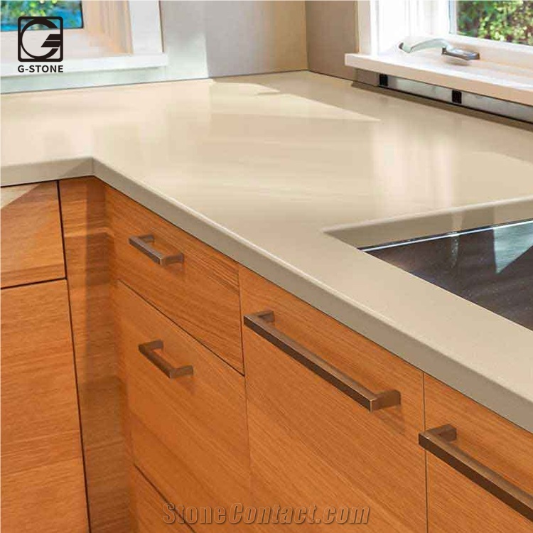 Brown Color Quartz Stone Residential Kitchen Countertops