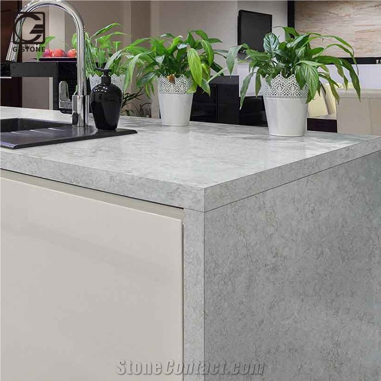 Clound Grey Quartz Stone for Kitchen Island Tops