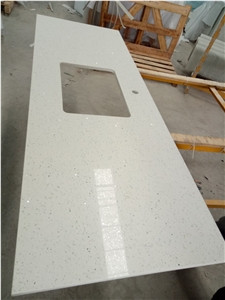 Stellar White Quartz Countertop Polished Surface