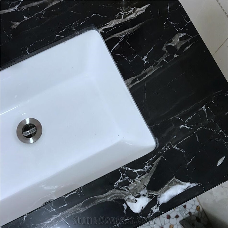 Nero Portoro Silver White Dragon Marble Bath Tops