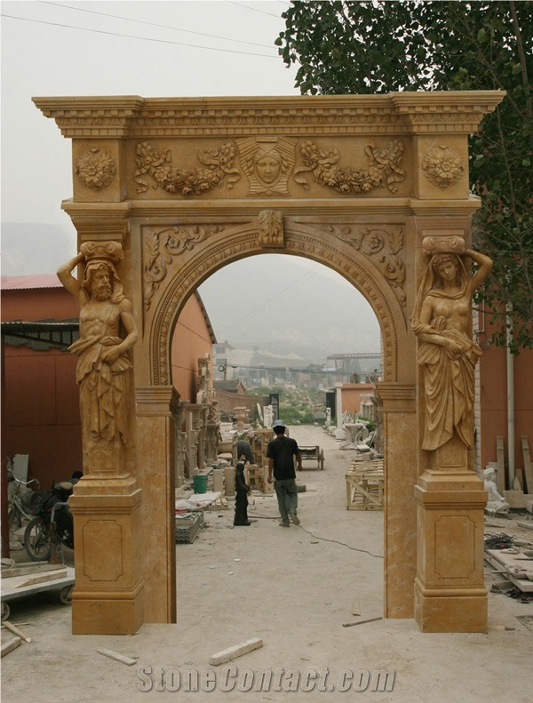 Antique Beige Marble Door Surround Frame Entrance