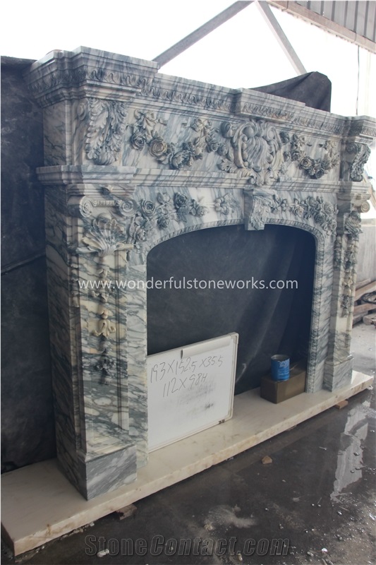 Arabescato Marble Fireplace Mantel Surround Hearth
