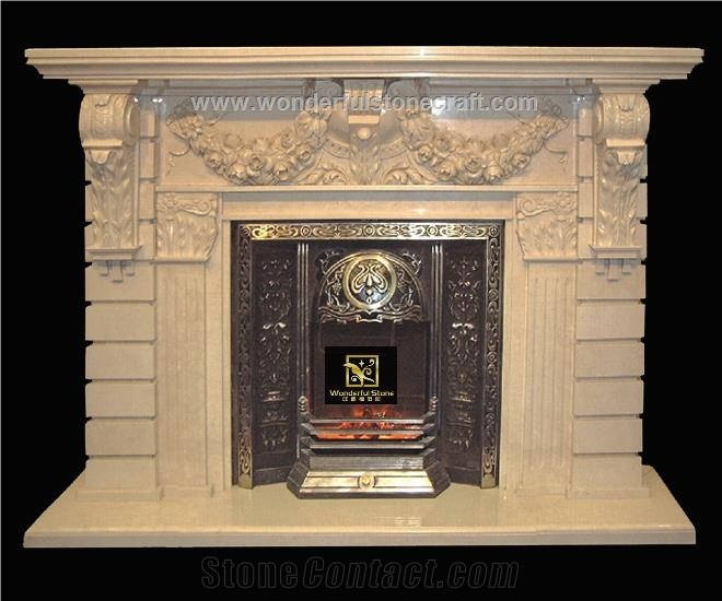 Artificial Stone Fireplace Mantel Custom Made Size From China