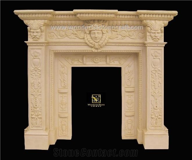 Artificial Stone Fireplace Mantels Handcarved From China